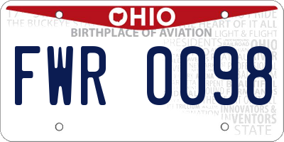OH license plate FWR0098