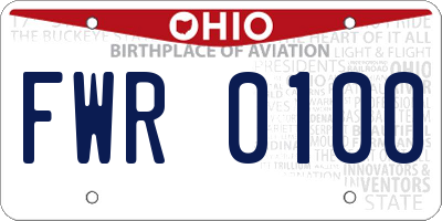 OH license plate FWR0100