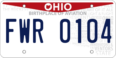 OH license plate FWR0104