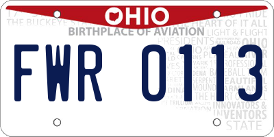 OH license plate FWR0113
