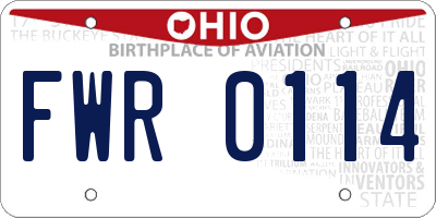 OH license plate FWR0114