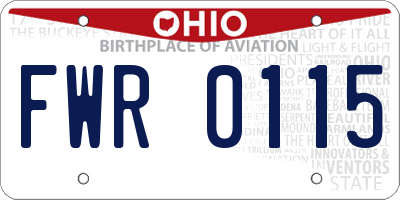 OH license plate FWR0115