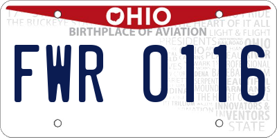 OH license plate FWR0116