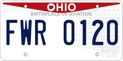 OH license plate FWR0120