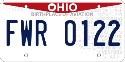 OH license plate FWR0122