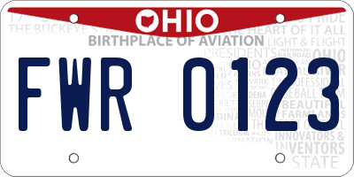 OH license plate FWR0123