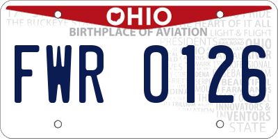 OH license plate FWR0126