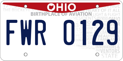 OH license plate FWR0129