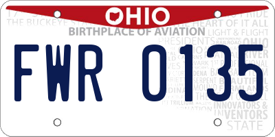 OH license plate FWR0135