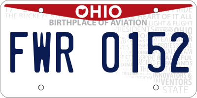 OH license plate FWR0152