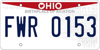 OH license plate FWR0153