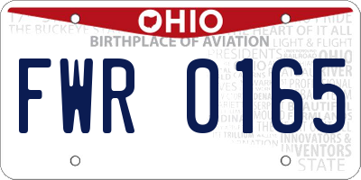 OH license plate FWR0165