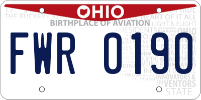 OH license plate FWR0190