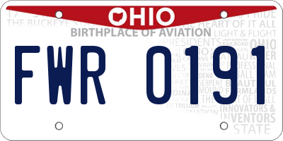 OH license plate FWR0191