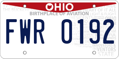 OH license plate FWR0192