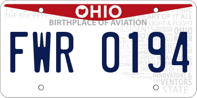 OH license plate FWR0194