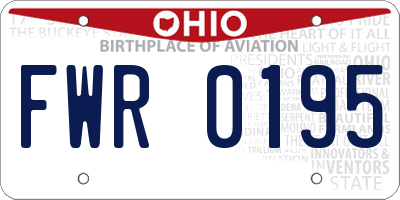 OH license plate FWR0195