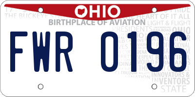 OH license plate FWR0196