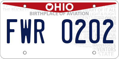 OH license plate FWR0202