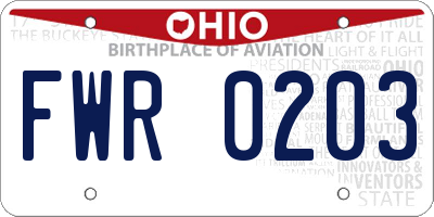 OH license plate FWR0203
