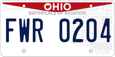 OH license plate FWR0204
