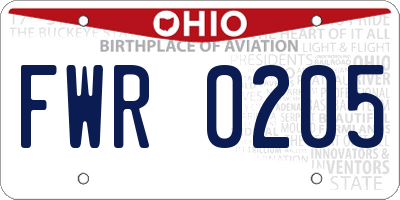 OH license plate FWR0205