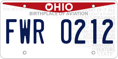 OH license plate FWR0212