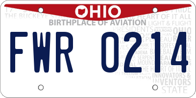 OH license plate FWR0214