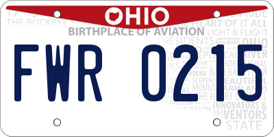 OH license plate FWR0215