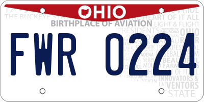 OH license plate FWR0224