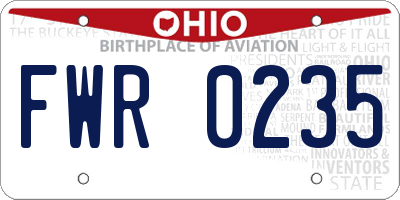 OH license plate FWR0235