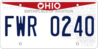 OH license plate FWR0240