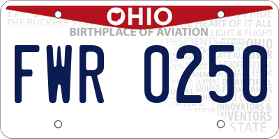 OH license plate FWR0250