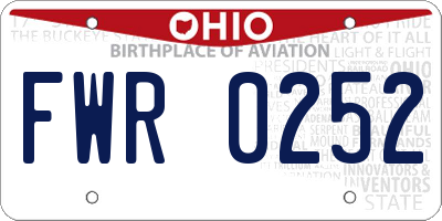 OH license plate FWR0252