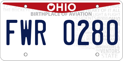 OH license plate FWR0280