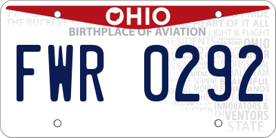 OH license plate FWR0292