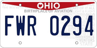 OH license plate FWR0294