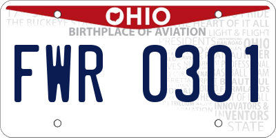 OH license plate FWR0301