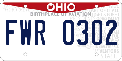 OH license plate FWR0302