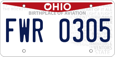 OH license plate FWR0305