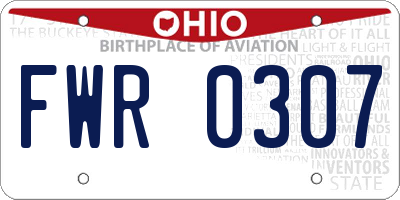 OH license plate FWR0307