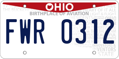 OH license plate FWR0312