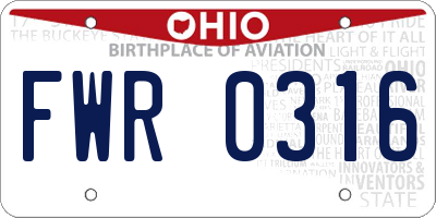 OH license plate FWR0316