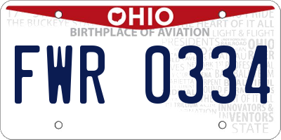 OH license plate FWR0334