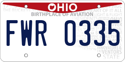 OH license plate FWR0335
