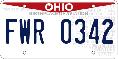 OH license plate FWR0342