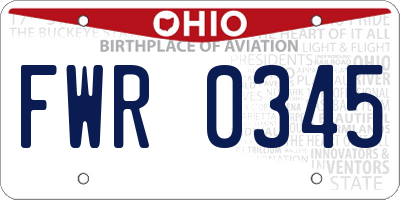 OH license plate FWR0345