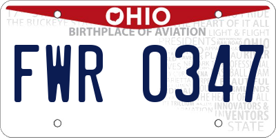 OH license plate FWR0347