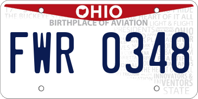 OH license plate FWR0348