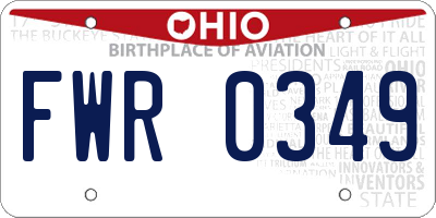 OH license plate FWR0349